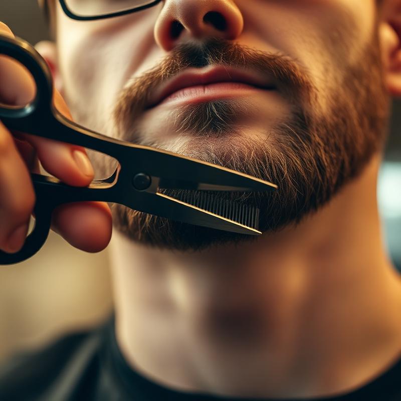 Beard trim closeup